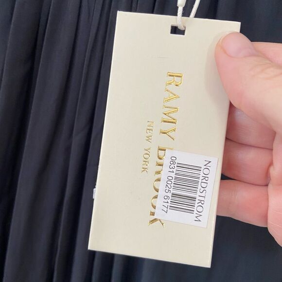 NWT Ramy Brook Audrey Sleeveless Halter Drop Waist Midi Dress Black size Large - Picture 7 of 12